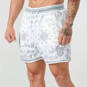 YoungLA White and Gray Athletic Shorts